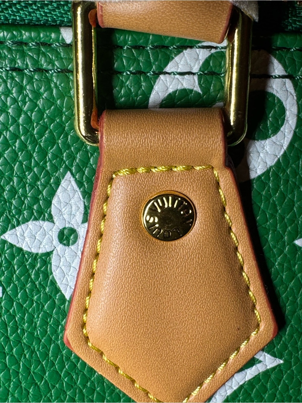 Green Satchel with Tan Trim. No Brand. - Picture 2 of 8